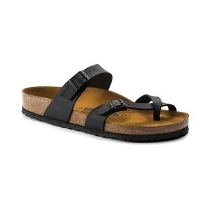 Birkenstock Women's Mayari Birko-Flor Black Leather Slip On Sandals Size 7